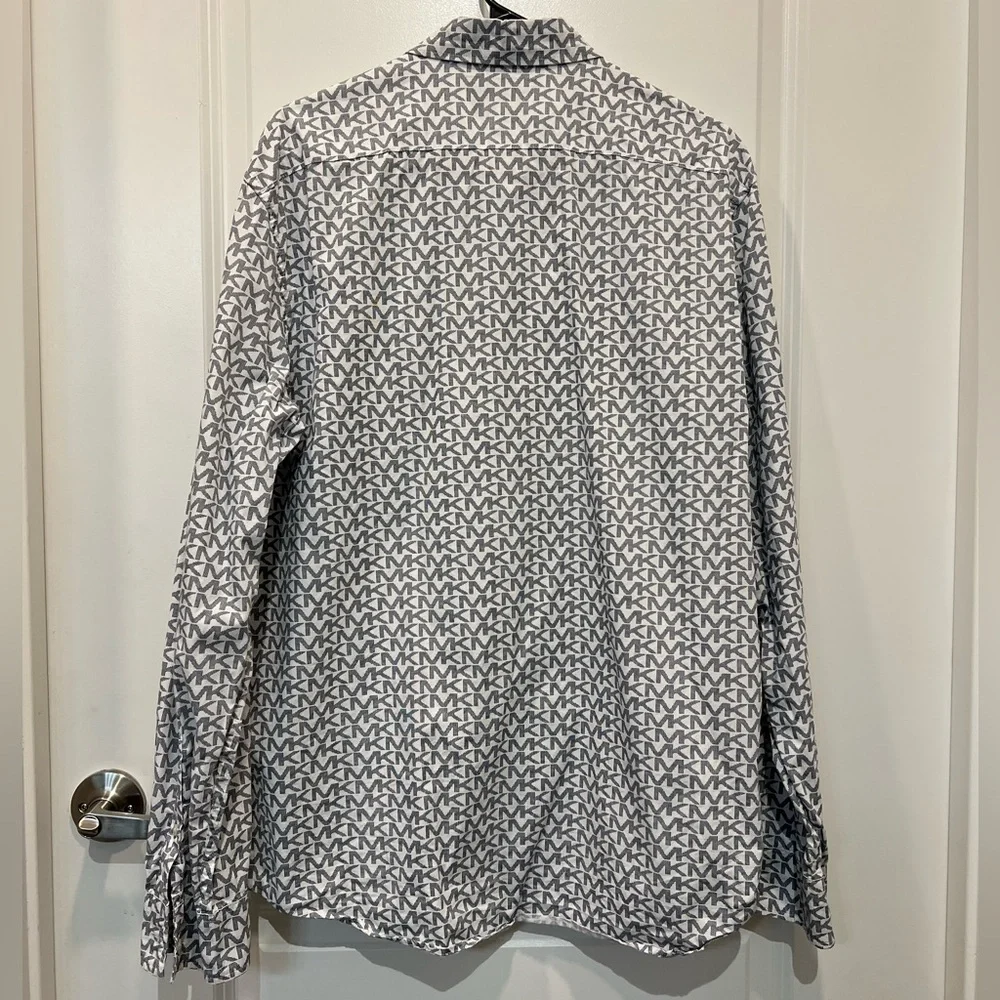 Michael Kors MK Monogram Logo All Over Print Button Up Shirt - Picture 4 of 7